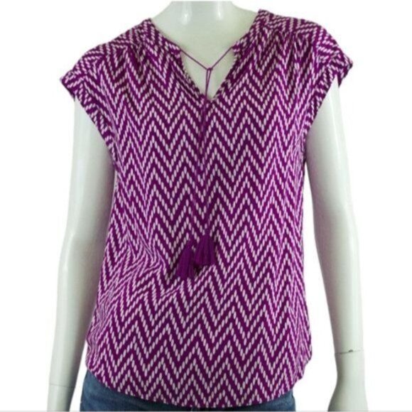 Blouse St John's Bay Tunic Top Shirt Cap Sleeves Women's WOMAN'S Large Petite - Picture 2 of 11